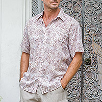 Mens cotton shirt, Leafy Delight