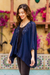 Beaded kimono jacket, 'Midnight Glam' - Dark Blue Embellished Sequin Beaded Floral Kimono Jacket