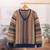 Baby alpaca blend pullover sweater, 'Earthy Threads' - Geometric-Themed Knit Baby Alpaca Blend Pullover Sweater