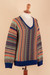 Baby alpaca blend pullover sweater, 'Earthy Threads' - Geometric-Themed Knit Baby Alpaca Blend Pullover Sweater