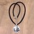 Leather and bone pendant necklace, 'Virgo' - Artisan Crafted Virgo Zodiac Leather Cord Pendant Necklace