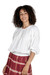 Embroidered blouse, 'Chic Shirring' - Embroidered White Blouse with Shirred Hem from India