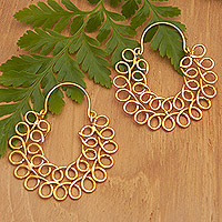 Gold-plated hoop earrings, 'Loop Flair' - Modern 22k Gold-Plated Hoop Earrings with Intertwined Loops