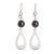 Jade dangle earrings, 'Ancestral Beauty in Black' - Black Jade Sterling Silver Dangle Earrings from Guatemala