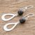Jade dangle earrings, 'Ancestral Beauty in Black' - Black Jade Sterling Silver Dangle Earrings from Guatemala