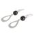 Jade dangle earrings, 'Ancestral Beauty in Black' - Black Jade Sterling Silver Dangle Earrings from Guatemala
