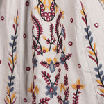 Embroidered cotton skirt, 'Worldly Charm' - Embroidered Floral and Leaf Cotton Skirt with Mirror Beads