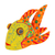 Wood alebrije figurine, 'Yellow Fish' - Mexican Hand-Painted Yellow Fish Wood Alebrije Figurine