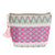 Cotton cosmetic bag, 'Flower Frieze' - Handloomed Cotton Cosmetic Bag