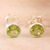 Peridot stud earrings, 'Green Night' - Polished Sterling Silver Peridot Stud Earrings from India