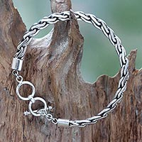 Men's sterling silver bracelet, 'Dauntless' - Handcrafted Men's Sterling Silver Chain Bracelet