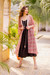 Viscose blend kimono, 'Luminous Lines' - Floral Orange and Fuchsia Viscose Blend Kimono with Sequins