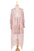 Viscose blend kimono, 'Luminous Lines' - Floral Orange and Fuchsia Viscose Blend Kimono with Sequins