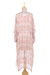 Viscose blend kimono, 'Luminous Lines' - Floral Orange and Fuchsia Viscose Blend Kimono with Sequins