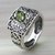 Peridot cocktail ring, 'Bali Temple' - Handcrafted Peridot Ring with Silver Cutout Motifs