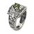 Peridot cocktail ring, 'Bali Temple' - Handcrafted Peridot Ring with Silver Cutout Motifs