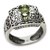 Peridot cocktail ring, 'Bali Temple' - Handcrafted Peridot Ring with Silver Cutout Motifs