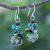 Multi-gemstone beaded earrings, 'Spring Moss' - Multi Gemstone Dappled Green Beaded Dangle Earrings (image 2) thumbail