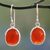 Onyx dangle earrings, 'Fire Enthrall' - Hand Crafted Red Onyx and Sterling Silver Dangle Earrings