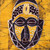 Cotton wall hanging, 'Borkoor' - Hand-Painted Cotton Wall Hanging of African Mask in Yellow