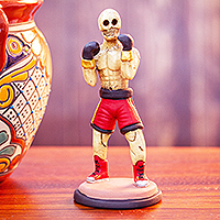 Ceramic figurine, 'Boxing Champion' - Hand Crafted Ceramic Figurine from Mexico