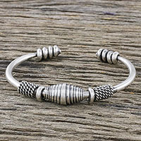 Sterling silver cuff bracelet, 'Hill Tribe Elegance' - Handmade Sterling Silver Thai Hill Tribe Cuff Bracelet