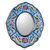 Reverse painted glass mirror, 'Blue Colonial Wreath' - Fair Trade Reverse Painted Glass Wall Mirror in Aged Blue