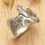 Sterling silver band ring, 'Nocturnal Puissance' - Artisan-Made Bat-Shaped Sterling Silver Band Ring from Bali (image 2b) thumbail