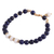 Gold accent lapis lazuli and cultured pearl beaded bracelet, 'Midnight Moonrise' - Gold Accent Cultured Pearl and Lapis Beaded Pendant Bracelet