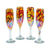 Handblown champagne flutes, 'Carnival' (set of 4) - Set of 4 Multicolor Handblown Champagne Flutes from Mexico