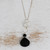 Quartz and agate Y necklace, 'Clarity and Shadow' - Black Agate and Crystal Quartz Necklace from Brazil