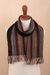 100% alpaca scarf, 'Tarma Trek' - Unisex Striped Alpaca Scarf (image 2b) thumbail