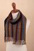 100% alpaca scarf, 'Tarma Trek' - Unisex Striped Alpaca Scarf (image 2c) thumbail