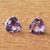Amethyst stud earrings, 'Heart of Light' - Brazil Heart-Shaped Faceted Amethyst Stud Earrings