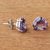 Amethyst stud earrings, 'Heart of Light' - Brazil Heart-Shaped Faceted Amethyst Stud Earrings