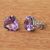 Amethyst stud earrings, 'Heart of Light' - Brazil Heart-Shaped Faceted Amethyst Stud Earrings