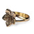 Anillo de cóctel de latón - Anillo de cóctel con banda doble de latón con temática floral de Armenia