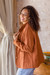 Embroidered cotton jacket, 'Pumpkin Fantasy' - Embroidered Cotton Slub Jacket