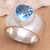 Blue topaz solitaire ring, 'Heart Voice' - Heart Shaped Sterling Silver and Blue Topaz Ring