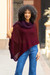 100% baby alpaca poncho, 'Lovely Winery' - Crochet Detail Asymmetrical Burgundy Baby Alpaca Poncho