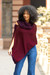 100% baby alpaca poncho, 'Lovely Winery' - Crochet Detail Asymmetrical Burgundy Baby Alpaca Poncho