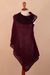 100% baby alpaca poncho, 'Lovely Winery' - Crochet Detail Asymmetrical Burgundy Baby Alpaca Poncho