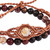 Jade macrame pendant and beaded stretch bracelets, 'Exquisite Duo' (pair) - 2 Jade Macrame Pendant and Beaded Stretch Bracelets in Brown