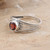 Garnet domed single stone ring, 'Promised Eden' - Polished Domed Single Stone Ring with Natural Garnet Gem