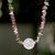 Rose quartz and tourmaline pendant necklace, 'Natural Rose' - Thai Rose Quartz and Tourmaline Beaded Pendant Necklace (image 2b) thumbail