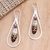 Garnet dangle earrings, 'Fine Feathers' - Hand-Painted Garnet Dangle Earrings