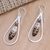 Garnet dangle earrings, 'Fine Feathers' - Hand-Painted Garnet Dangle Earrings