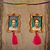Wood dangle earrings, 'Frida's Strength' - Handcrafted Frida Kahlo Image Wood Frame Dangle Earrings