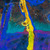 'Lights in Your Veins' - Blue and Violet Abstract Painting with Yellow Accents