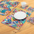 Hand-painted placemats and coasters, 'Springtime Hearts' (set for 4) - 8-Piece Hand-Painted Placemat & Coaster Set with Heart Motif